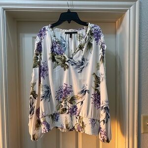 White House Black Market Floral Blouse - Purple and Green